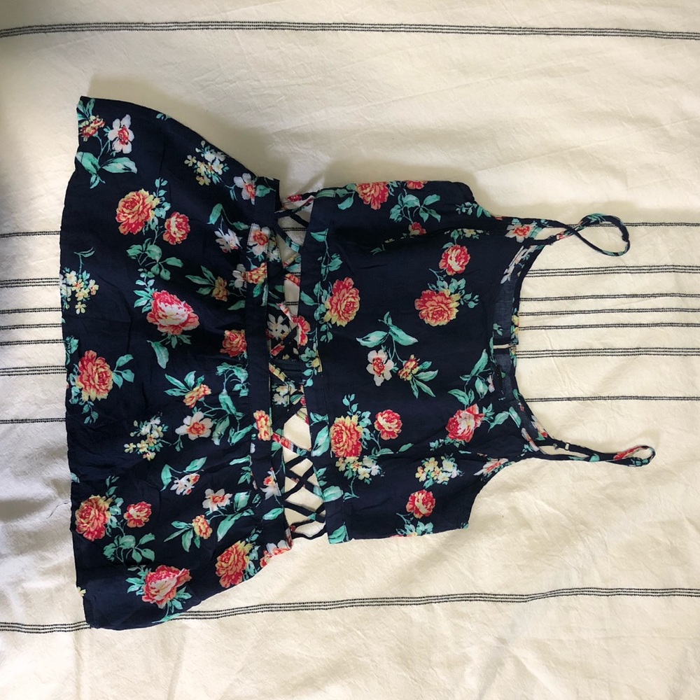 Peplum Flower Print Tank Top